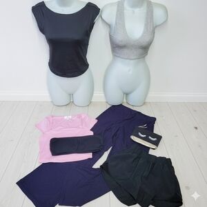 XS/S 7 Pc Bundle Yoga Pants Shorts Tank Crop Tops T-Shirt Strapless Small Pink